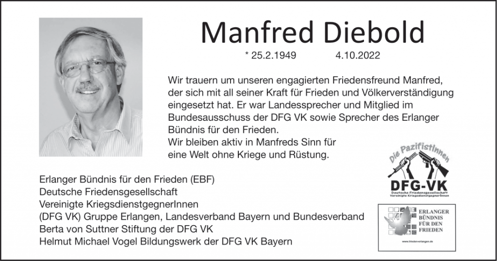 Traueranzeige Manfred Diebold